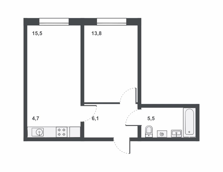 планировка квартиры 46 м2